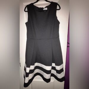 Calvin Klein Black and White stripe Sleeveless Dress size 14